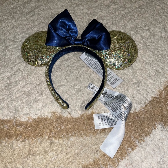 DISNEY BLUE & GOLD SEQUINS MINNIE MOUSE EARS - Picture 2 of 3